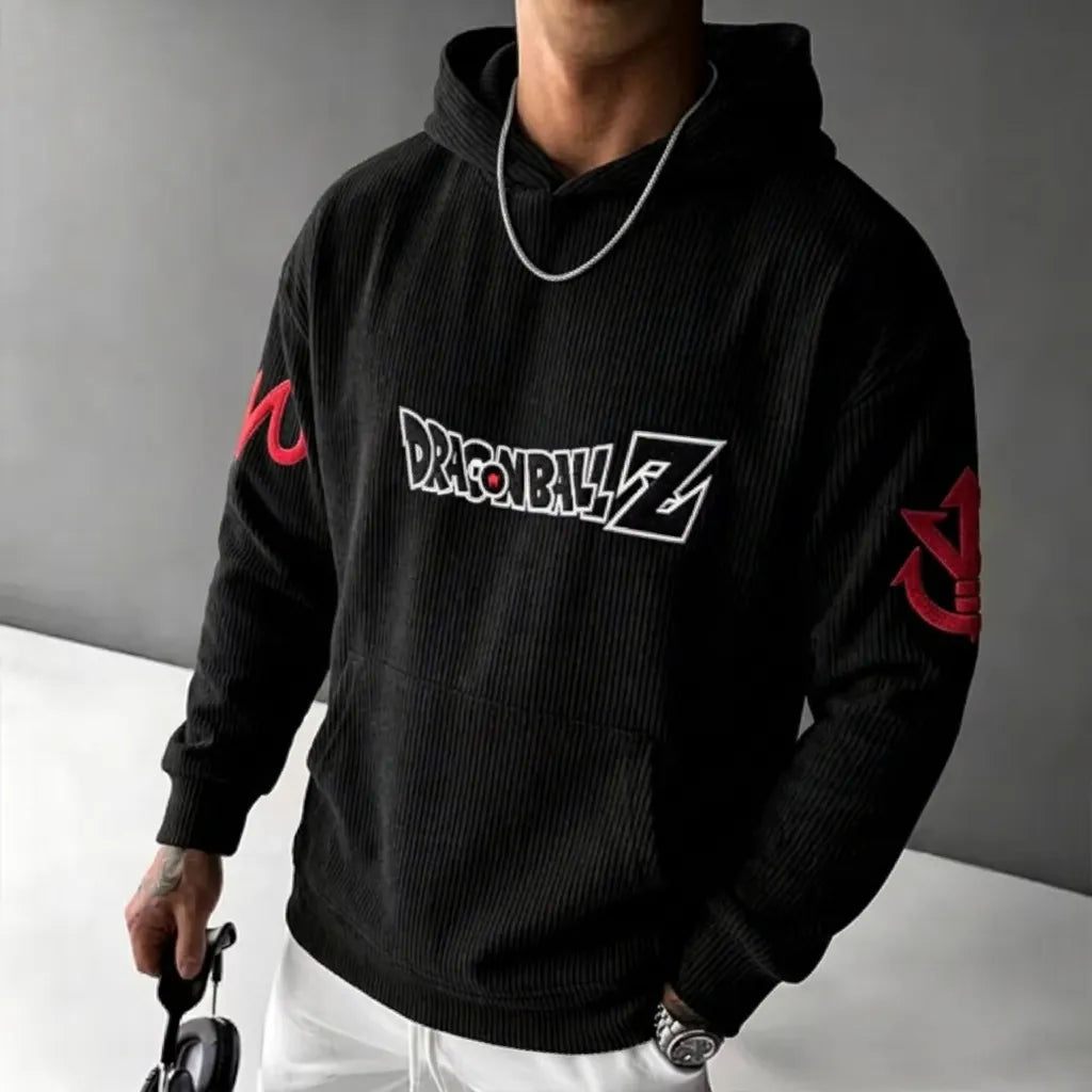 Unisex Oversized Casual Anime-print Corduroy Hoodie