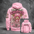 Pink Anime Character Graphic Print Drawstring Hoodie