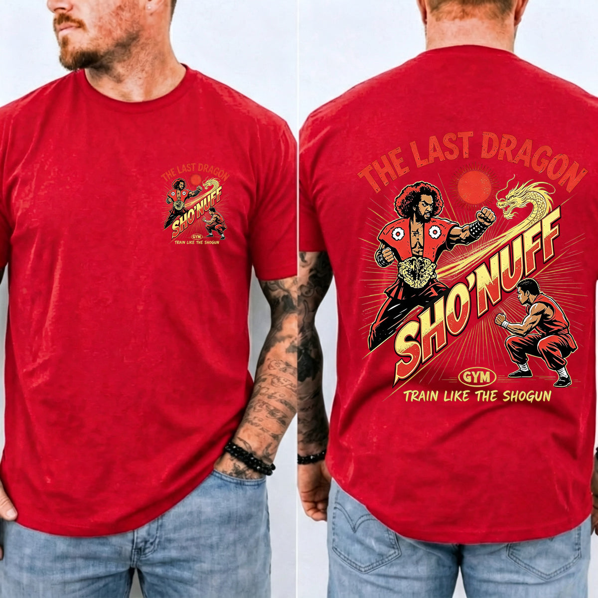 Train Like The Shogun Front & Back Print Men Casual Graphic T‑Shirt