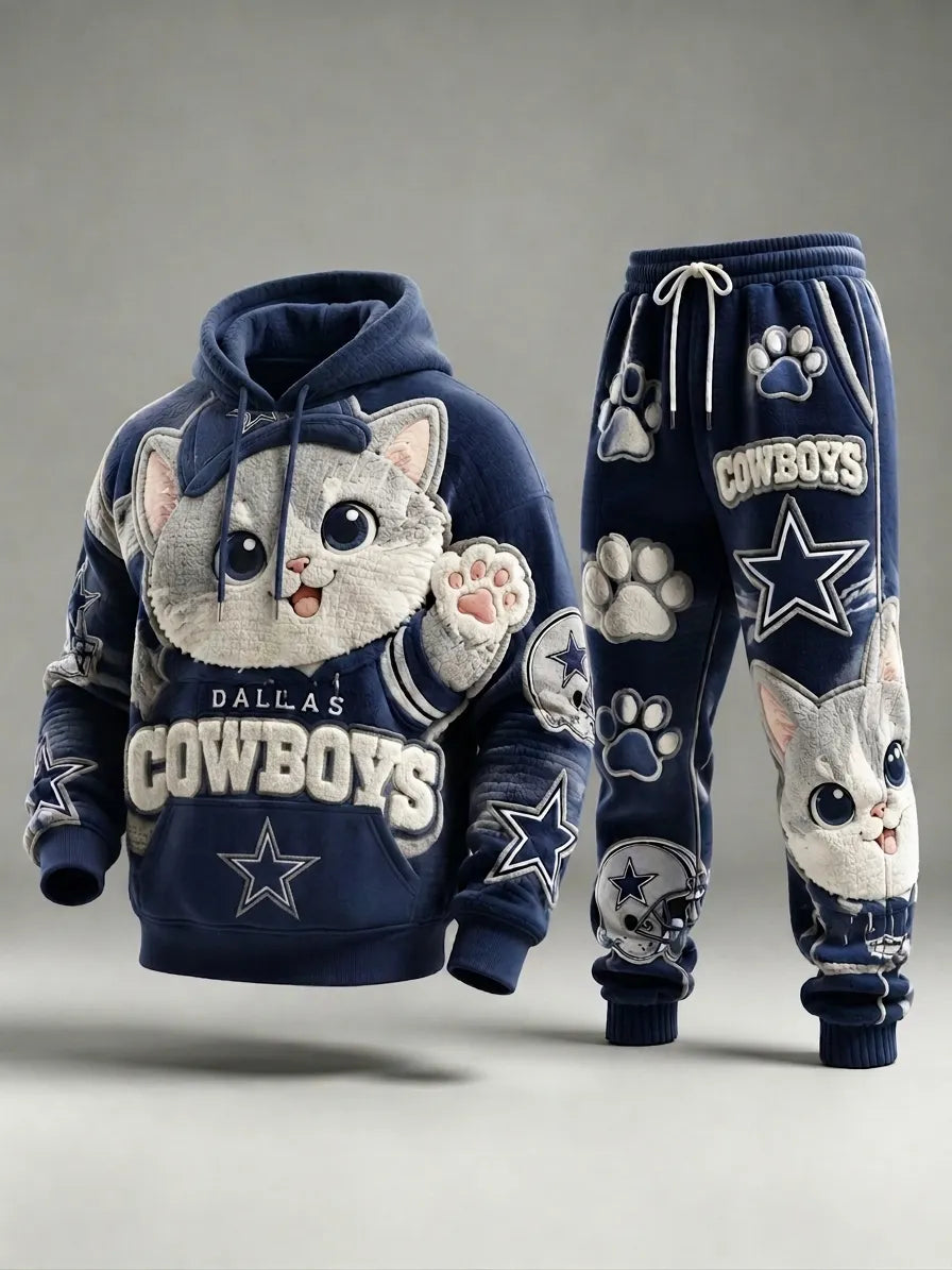 Unisex Casual Football Print Hoodies Set
