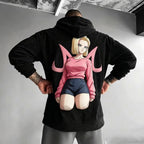 Unisex Oversized Casual Anime-print Corduroy Hoodie