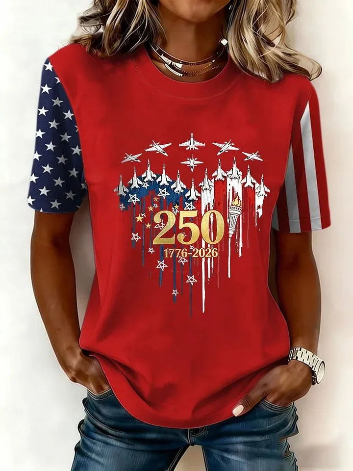 Women's USA 1776-2026 Print Casual T-Shirt