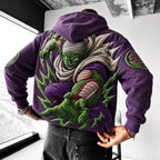 Unisex Oversized Casual Anime-print Corduroy Hoodie