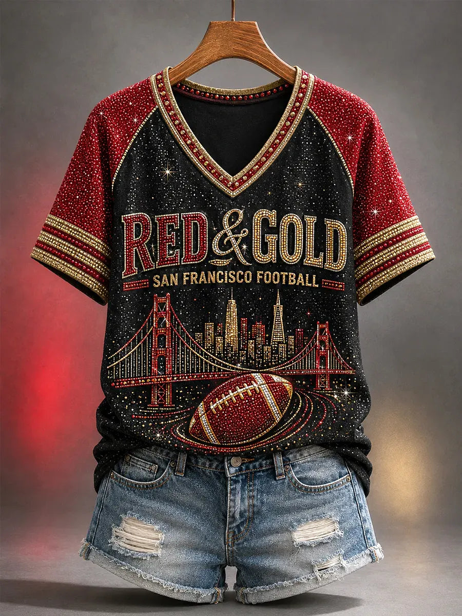 Women's Casual Football Print T-Shirt
