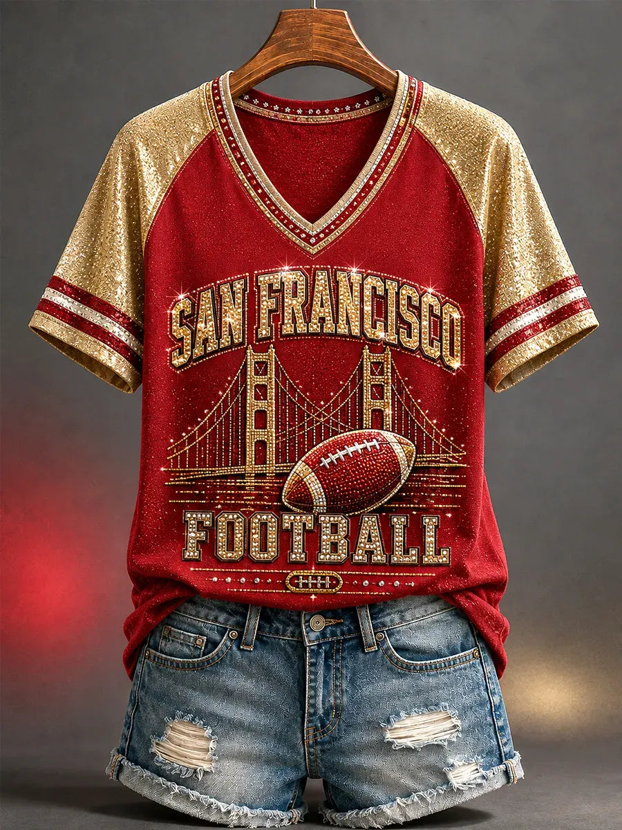 Women's Casual Football Print T-Shirt