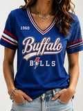 Women's Vintage Buffalo Game Day Football V-Neck Tee