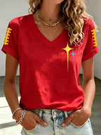 Women’s Star Football Graphic V-Neck Tee