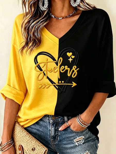 Women's Steelers Inspired Love Graphic Tee
