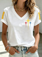 Women’s Star Football Graphic V-Neck Tee