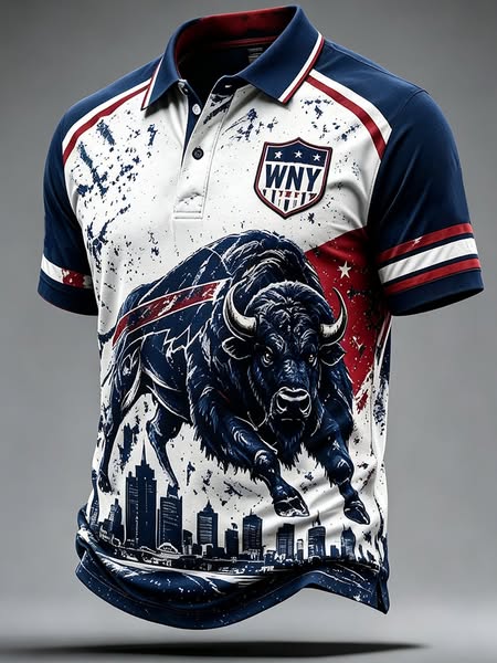 Vintage Buffalo Winter Football Polo Shirt