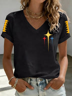 Women’s Star Football Graphic V-Neck Tee