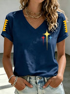 Women’s Star Football Graphic V-Neck Tee