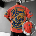 Unisex Loose-Fit Vertical-Stripe Short-Sleeve T-Shirt With Rugby Print