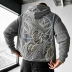 Unisex Oversized Casual Anime-print Corduroy Hoodie