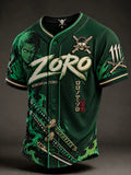 Men's Anime Graphic Short Sleeve Baseball Jersey Shirt