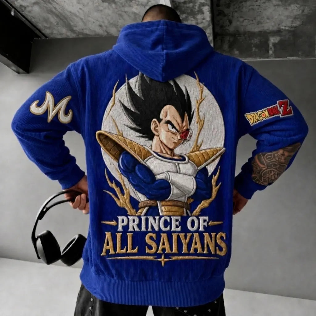 Unisex Oversized Casual Anime-print Corduroy Hoodie