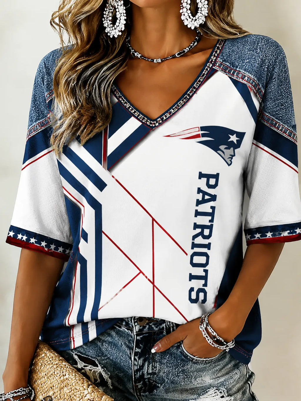 Women's Football V-Neck Top