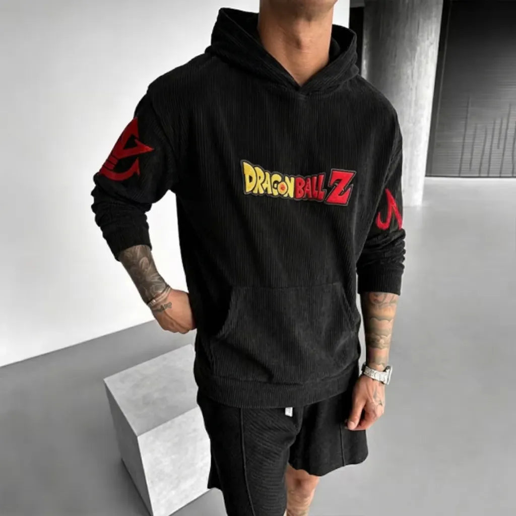 Unisex Oversized Casual Anime-print Corduroy Hoodie