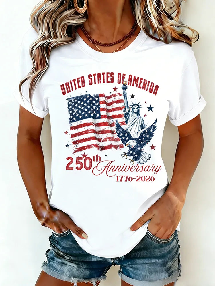 USA 250th Anniversary Statue Of Liberty Eagle Vintage Patriotic Tee