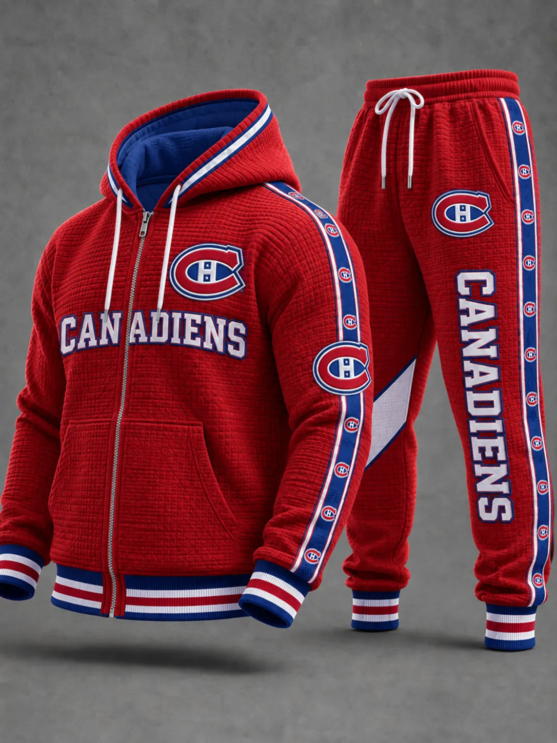 Men's Hockey Hooded Zip-Up Jacket Hooded And Sweatpants Set