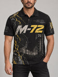 Men's Short-Sleeve Polo Shirt with Music-Inspired Artistic Print