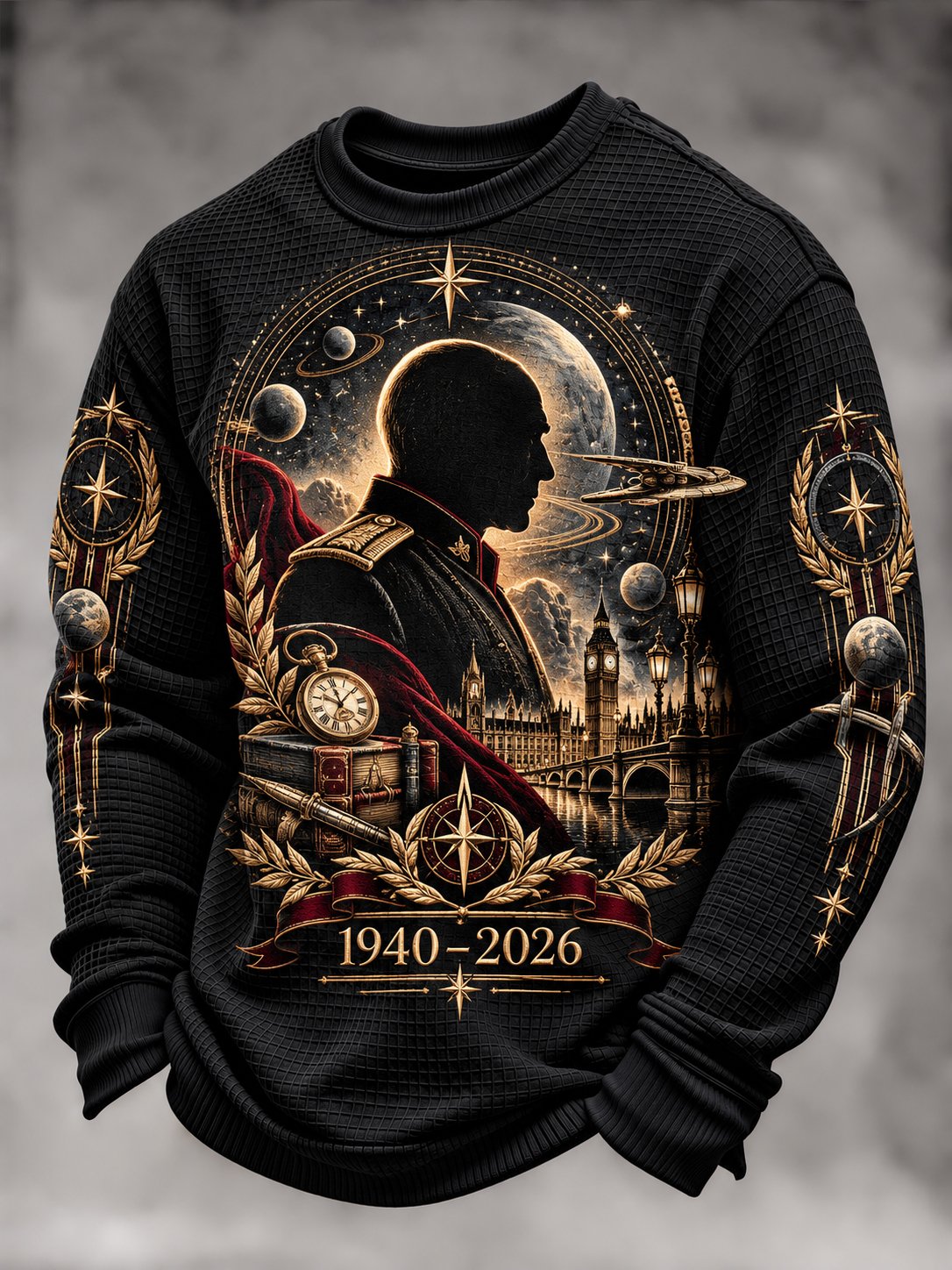 Men’s Art-Themed Graphic Crew-Neck Long-Sleeve Sweatshirt