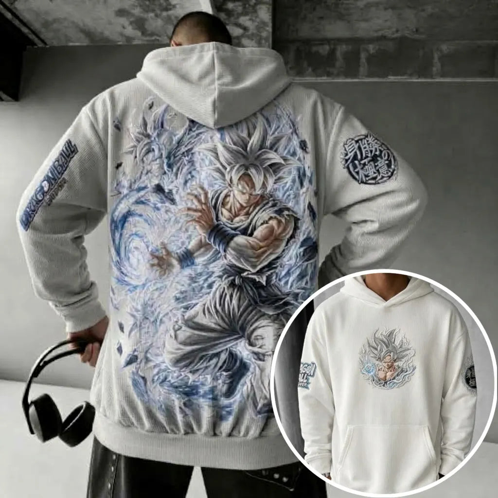 Unisex Oversized Casual Anime-print Corduroy Hoodie