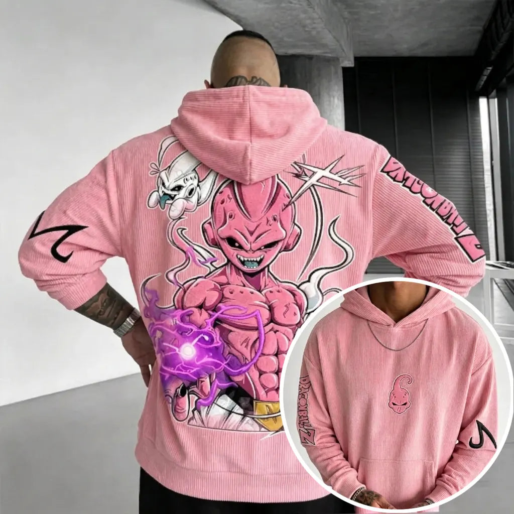 Unisex Oversized Casual Anime-print Corduroy Hoodie