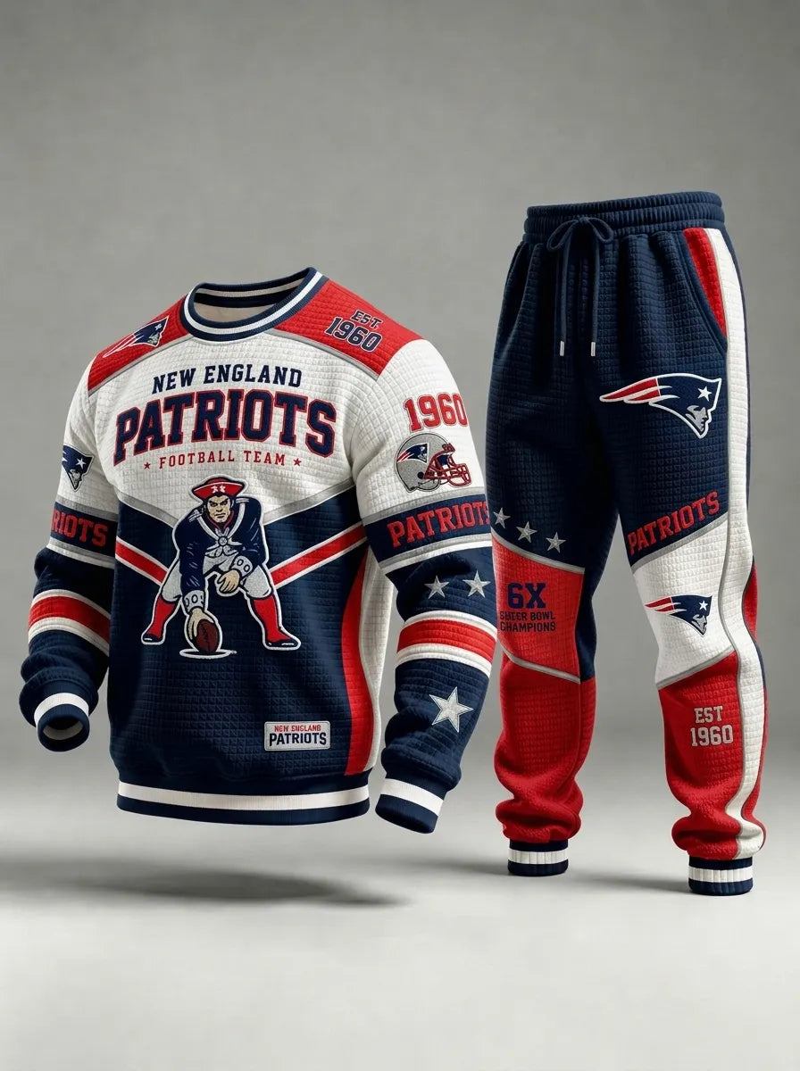 Unisex Casual Football Print Sweatershirt Set