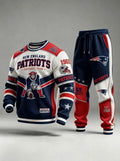 Unisex Casual Football Print Sweatershirt Set