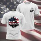 Grey USMC Bootcamp Hexagon Back Design T-Shirt