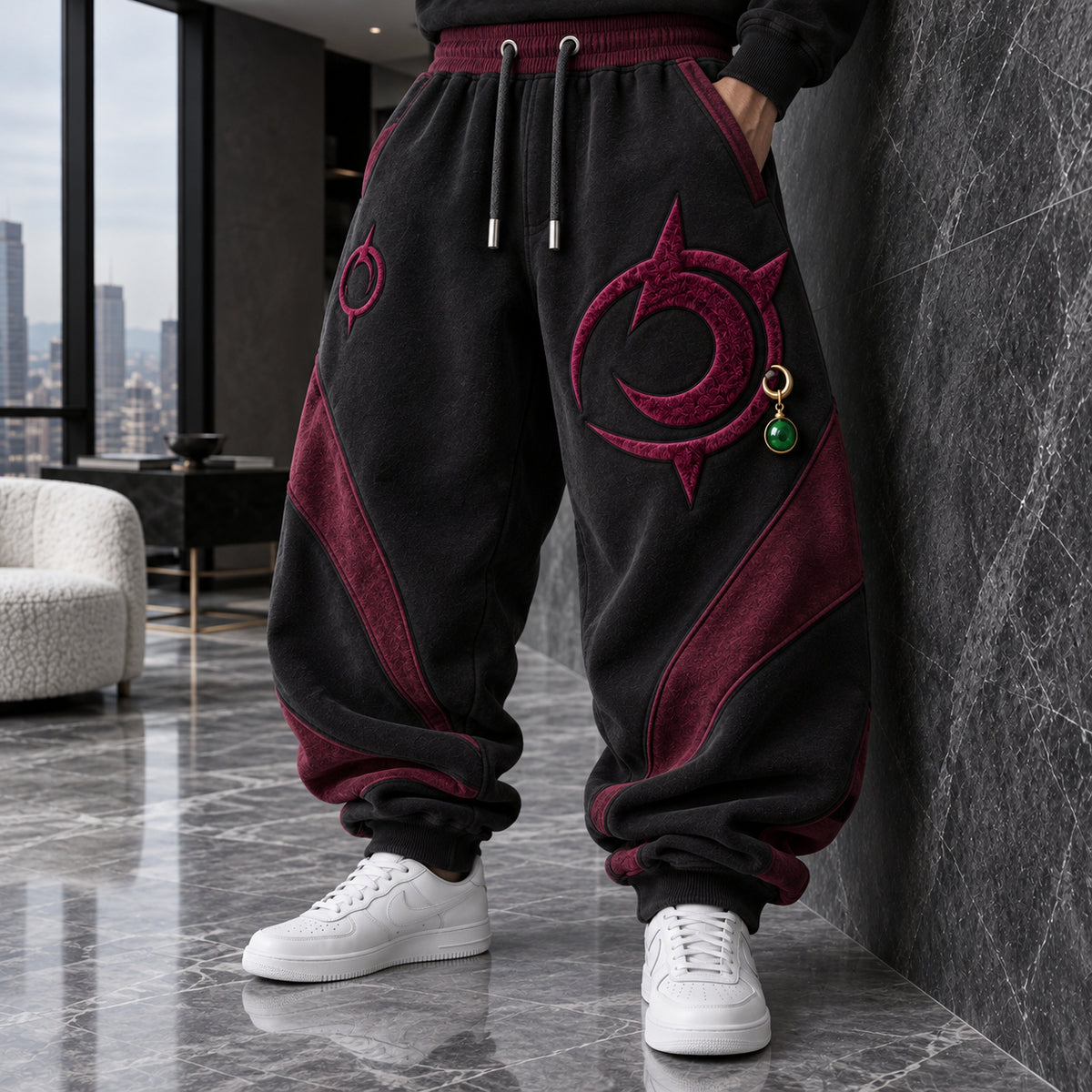 Unisex Loose-fit Casual Lantern-style Sweatpants