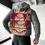 Unisex Oversized Casual Anime-print Corduroy Hoodie