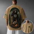 Unisex Loose-Fit Vertical-Stripe Short-Sleeve T-Shirt With Rugby Print