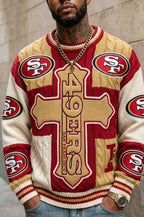 Men's Faith Football Print Sweaters