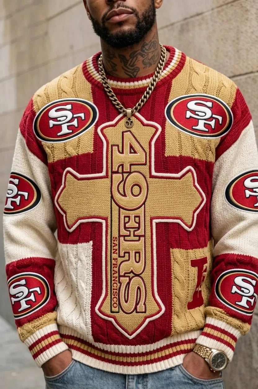 Men's Faith Football Print Sweaters