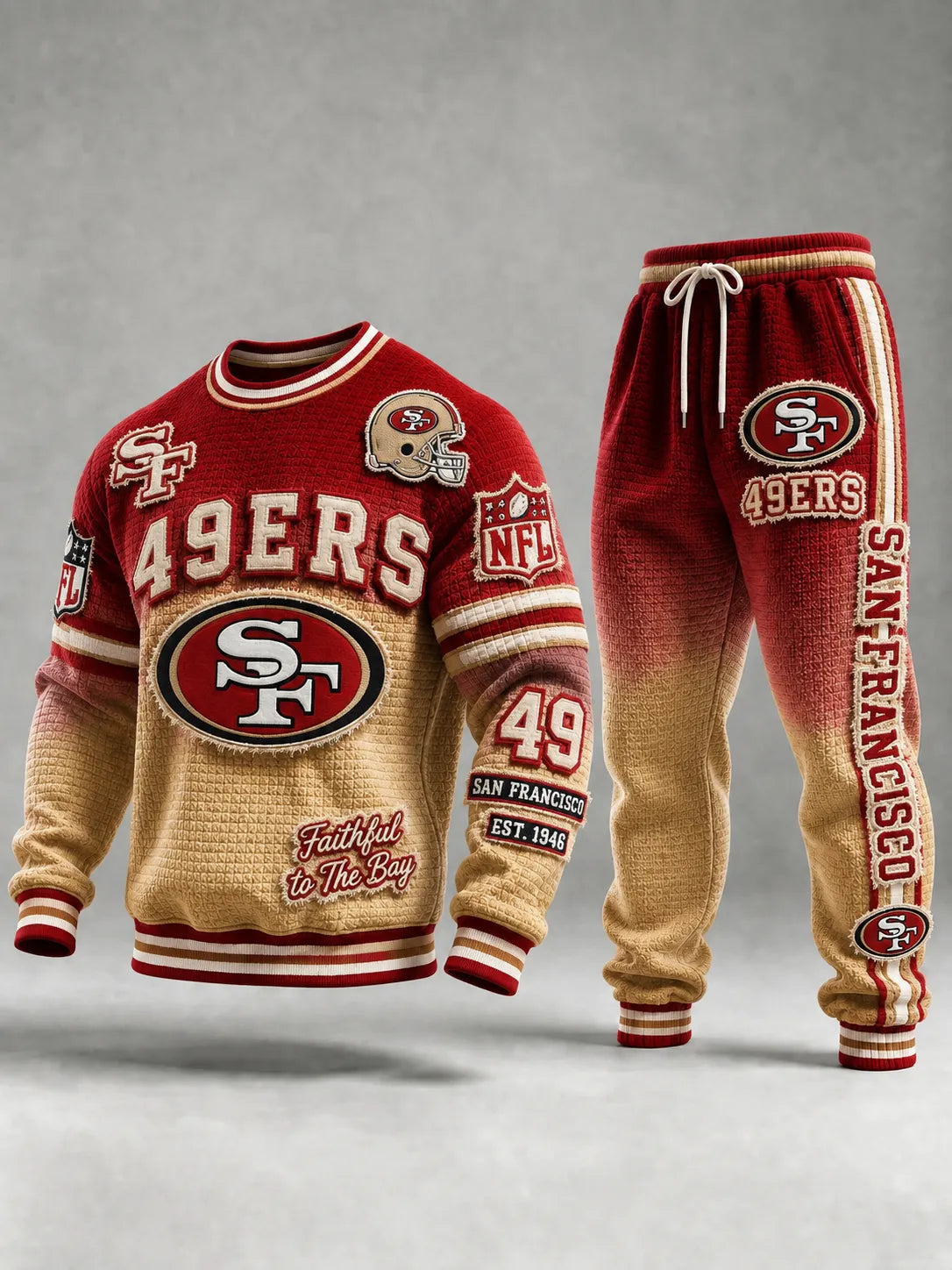 Unisex Vintage Football‐Inspired Print Sweatershirt Set
