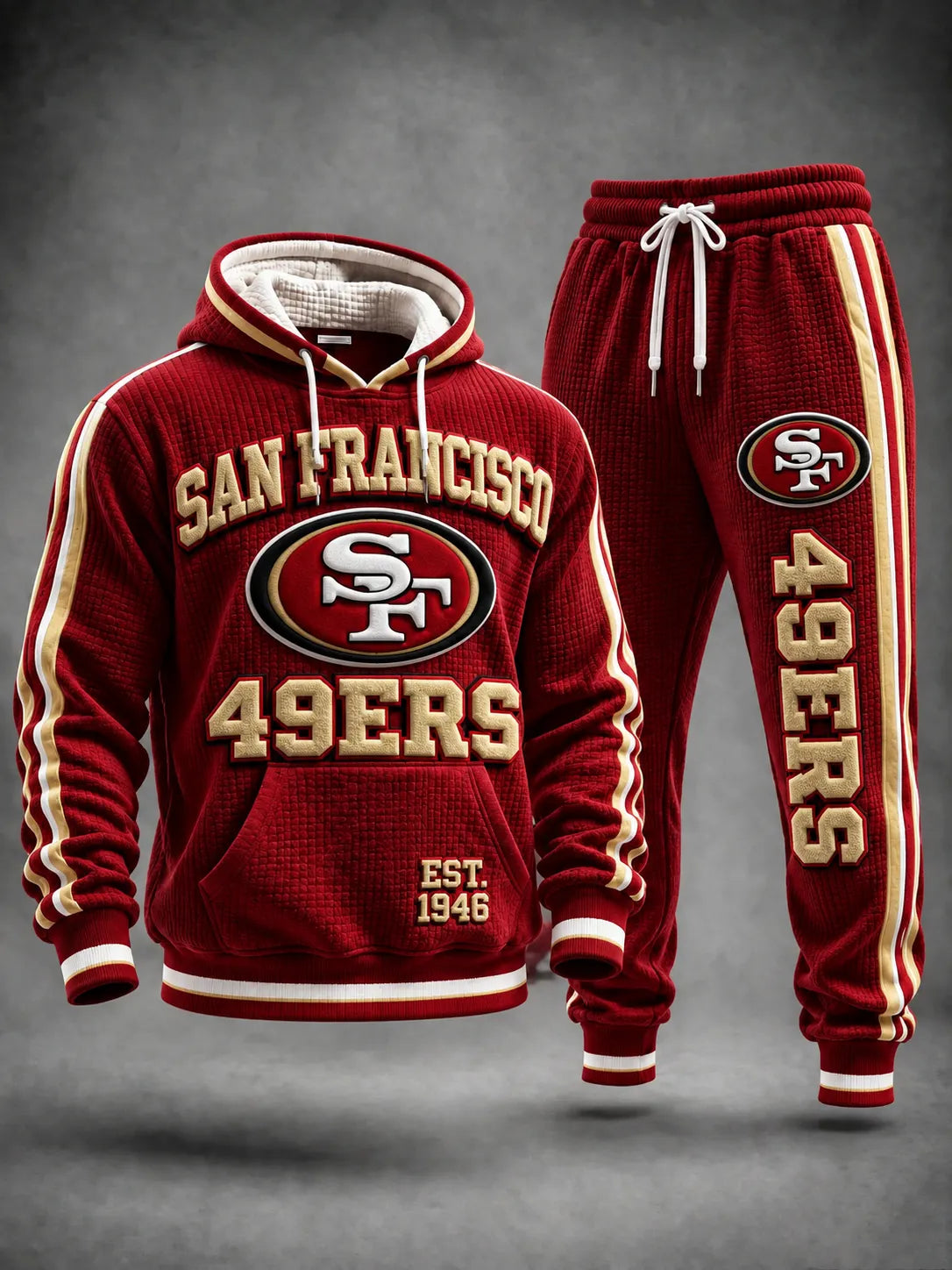Unisex Casual Football Print Hoodies Set