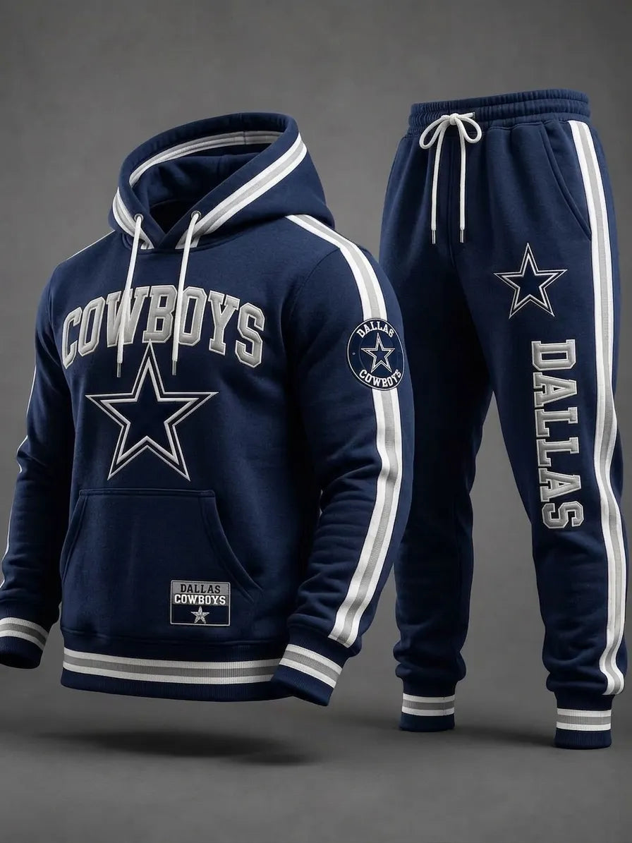 Unisex Casual Football Print Hoodies Set