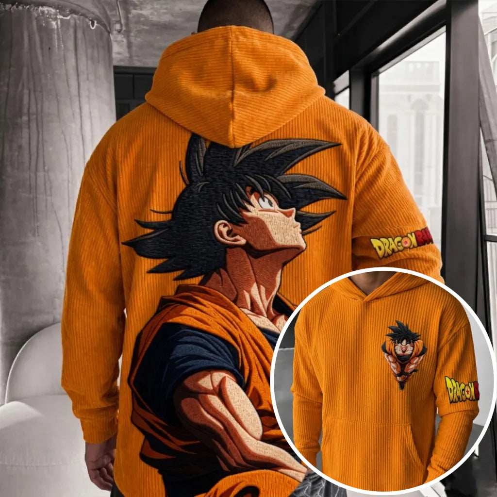 Unisex Oversized Casual Anime-print Corduroy Hoodie