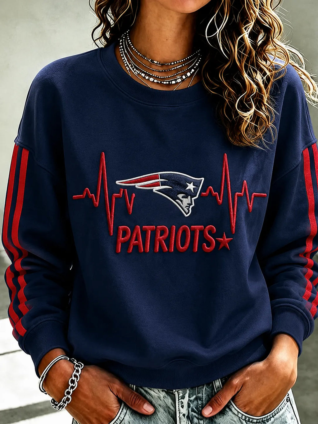 Women's Football Printed Crewneck Sweatshirt