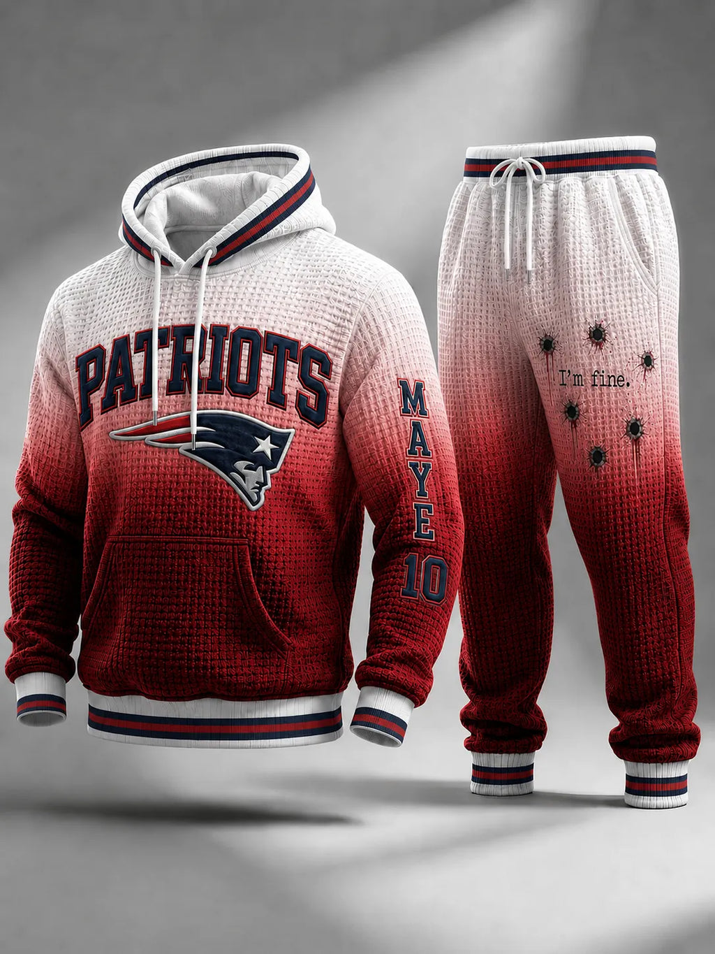 Premium Cotton-Blend Waffle Knit Hoodie And Jogger Set With Football Fans