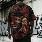Unisex Anime-Style Retro Corduroy Oversized T-Shirt