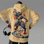 Unisex Oversized Casual Anime-print Corduroy Hoodie
