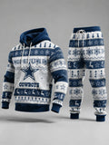 Unisex Casual Football Print Hoodies Set