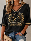 Women's Artist Casual Art Printed V-Neck T-Shirt