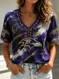 Women's Casual Football Print T-Shirt