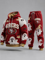 Unisex Casual Football Print Hoodies Set