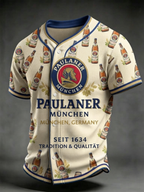 Men's Beer Print Short-Sleeve Shirt
