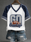 Women's Casual Football Print T-Shirt